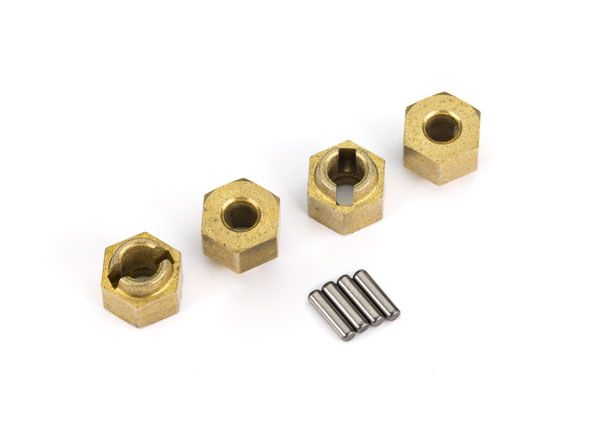 Traxxas Wheel Hubs, 7mm Hex (Brass) (4)/ Axle Pins (4) TRA9750X