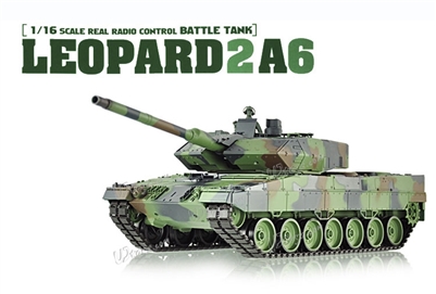 German Leopard 2A6 1/16 RC Battle Tank Airsoft BB Smoke Sound 2.4Ghz - 3889-1