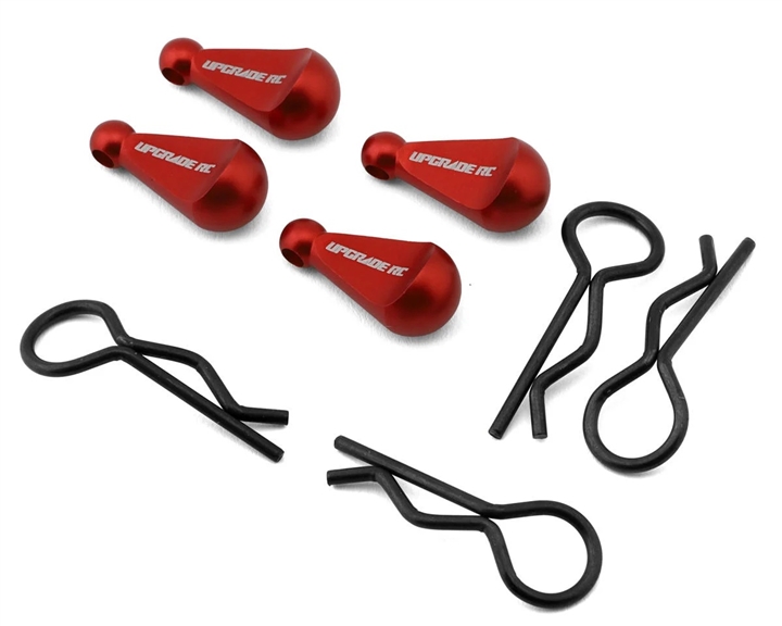 UpGrade RC 1/8 Body Clips with Aluminum Pull Handles (Red) (4) UPG-13004