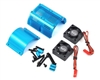 Yeah Racing 1 8 Twin Fan Aluminum Heat Sink w 2 Fans (Blue) (40.8mm diameter) YEA-YA-0261BU