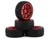 Yeah Racing Spec T Pre-Mounted On-Road Touring Tires w/LS Wheels (Red) (4) w/12mm Hex & 3mm Offset, YEA-WL-0108