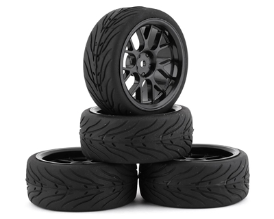 Spec T Pre-Mounted On-Road Touring Tires w/CS Wheels (Black) (4) w/12mm Hex & 3mm Offset - YEA-WL-0109