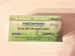 NLVet<SUP>TM</SUP> (Nylon) size 3-0 box of 12 suture packets 24mm reverse cutting needle 90cm, Monofilament Non-Absorbable