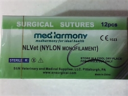 NLVet<SUP>TM</SUP> (Nylon) size 4-0 box of 12 suture packets 22mm reverse cutting needle 90cm, Monofilament Non-Absorbable