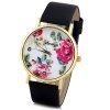 Leather Watch Band Rose Pattern for Women
