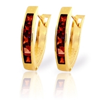 1.3 Carat 14K Solid Yellow Gold Oval Huggie Earrings Garnet