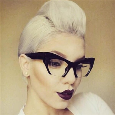 Women's Fashion Semi-Rimless Bottom Cut Cat Eye Sunglasses