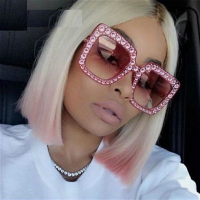 Sunglasses Women Oversized Square Crystal Brand Designer Shades