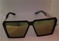 Oversized Square Sunglasses Metal Frame Flat Top Sunglasses