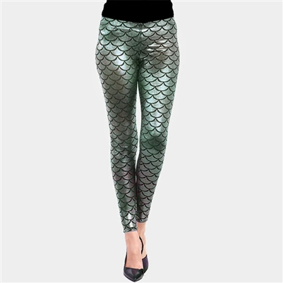 Metallic Mermaid Pattern Leggings