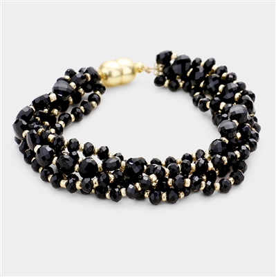 Multi Strand Faceted Bead Magnetic Bracelet