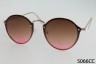 Metal Frame Oval Sunglasses with Rimless Design and Color Lenses