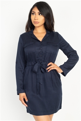 Rtn Bttn Belted Shirts Dress