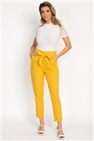 Belted Linen Paper Bag Pants