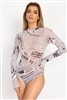 Newspaper Graphic Mesh Bodysuit