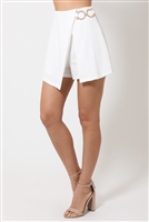 Double Layer Detailed Fashion Shorts With Gold Buckle On The Side