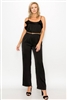 Ruffle Trim Belted Jumpsuit