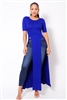 Elbow Sleeve Maxi Tank Top With Side Slits