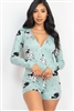 Sheep Print V-neck Button Romper