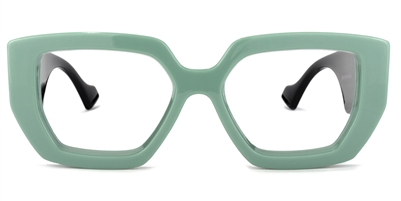 Quinn - Geometric Green Eyeglasses