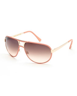 VINCE CAMUTO VC567 Pink & Gold-Tone Aviator Sunglasses