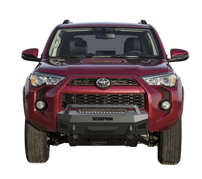 4Runner Winch Ready Front Bumper w/LED Light Bar Tactical Center Mount 14-21 Toyota 4Runner Scorpion Extreme