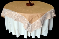 Burlap Table Overlay With Lace Edge