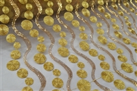 Silver and Gold Metallic Spiral Spiral Sequin Mesh Fabric