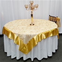 Wedding gold clover organza table overlay