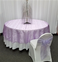 Lilac Flower Embroidered Organza Table Overlay