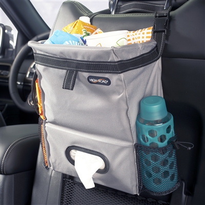 Gray Puff'nStuff Car and Auto Hanging Car Trash and Tissue Seatback Organizer