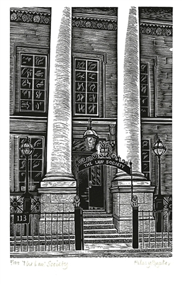 Signed original wood engraving by Hilary Paynter from Legal London collection