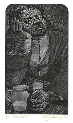 Signed wood engraving by Harry Brockway