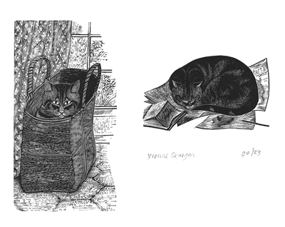 Signed wood engraving by Yvonne Skargon