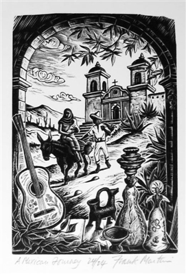 Signed wood engraving by Frank Martin