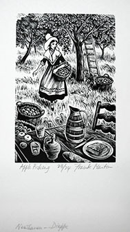 Signed wood engraving by Frank Martin