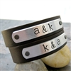 Couples Initials Leather Cuff Bracelets, Personalize these