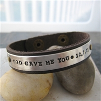 Personalized God Gave Me You Leather Cuff Bracelet, unisex