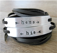 His and Hers Bracelets, Set of 2 Leather Wraps