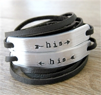 His and His Bracelets, Set of 2 Leather Wraps