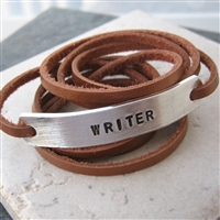 Writer Bracelet, Leather Wrap, Choose your color and wording