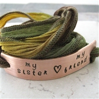 Sister's Bracelet, My Sister, My Friend, Silk Ribbon Wrap