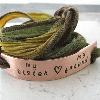 Sister's Bracelet, My Sister, My Friend, Silk Ribbon Wrap