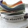 Stay Strong Bracelet, Rainbow Silk Ribbon Wrap