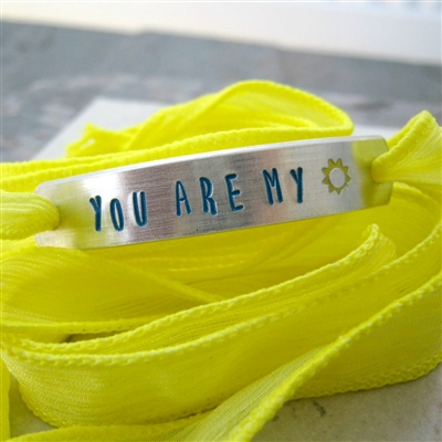 You Are My Sunshine Bracelet, Lemon Drop silk ribbon