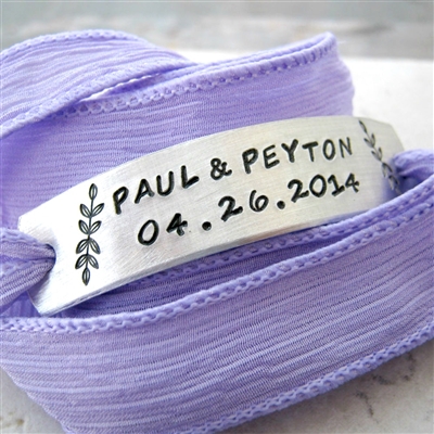 Twins Mother's Bracelet, personalized ribbon wrap