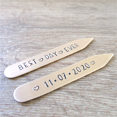 Best Day Ever Collar Stays, Groom's Gift, Anniversary date