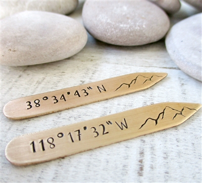 Mountain Collar Stays, Choose your coordinates and metal