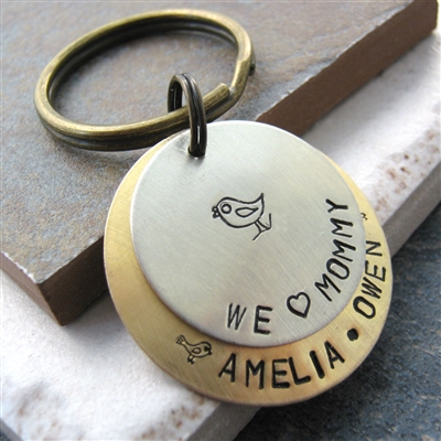 Personalized Mother's Day Key Ring, Momma Bird