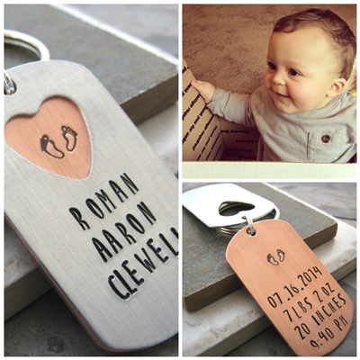 Personalized Birth Annoucement Key Chain